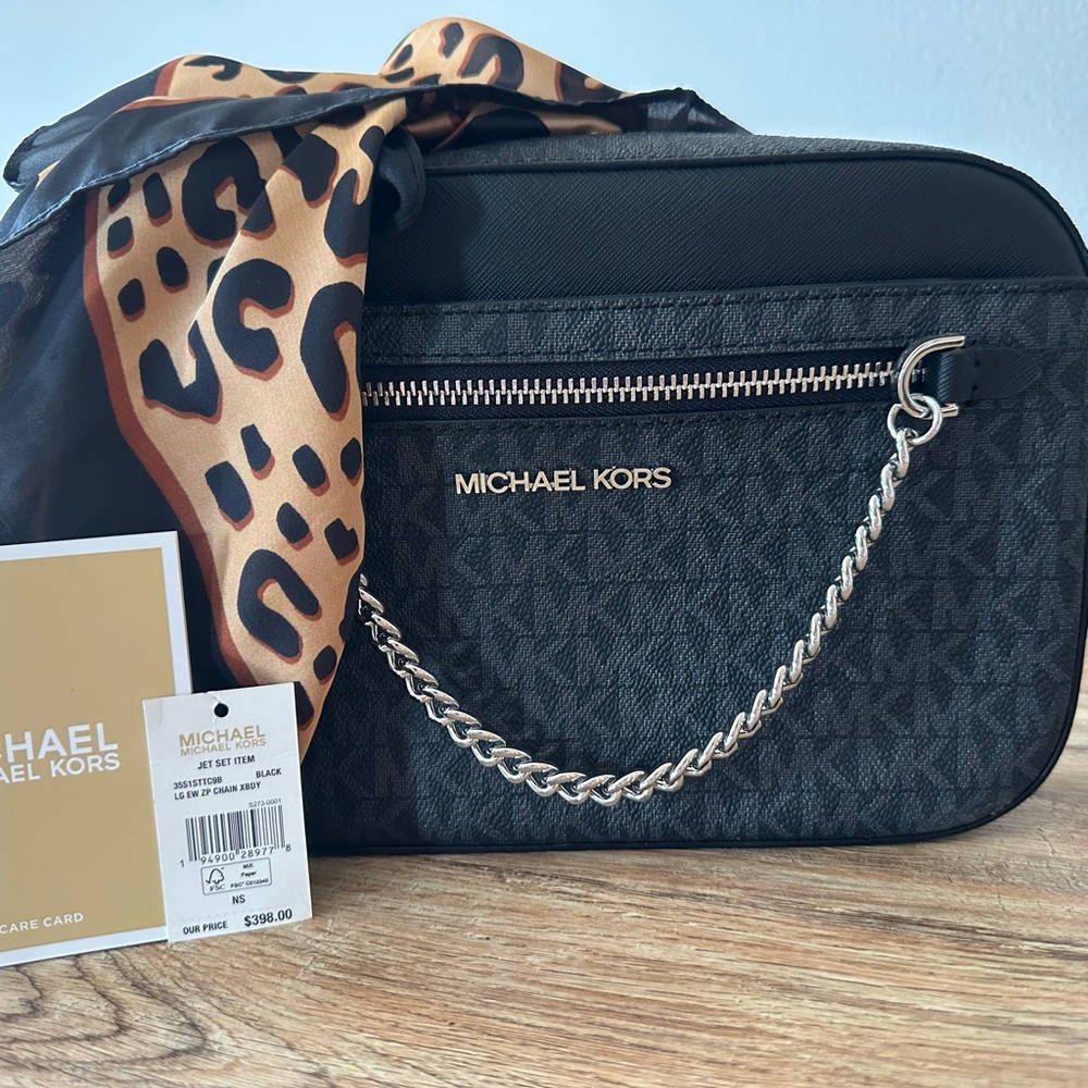 Michael Kors Black and Gold Crossbody Bag NWT